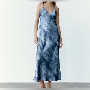 Zara blue silk dress; size small
